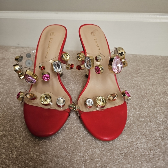 Rampage Red Jewel Embellished Heels Size 6